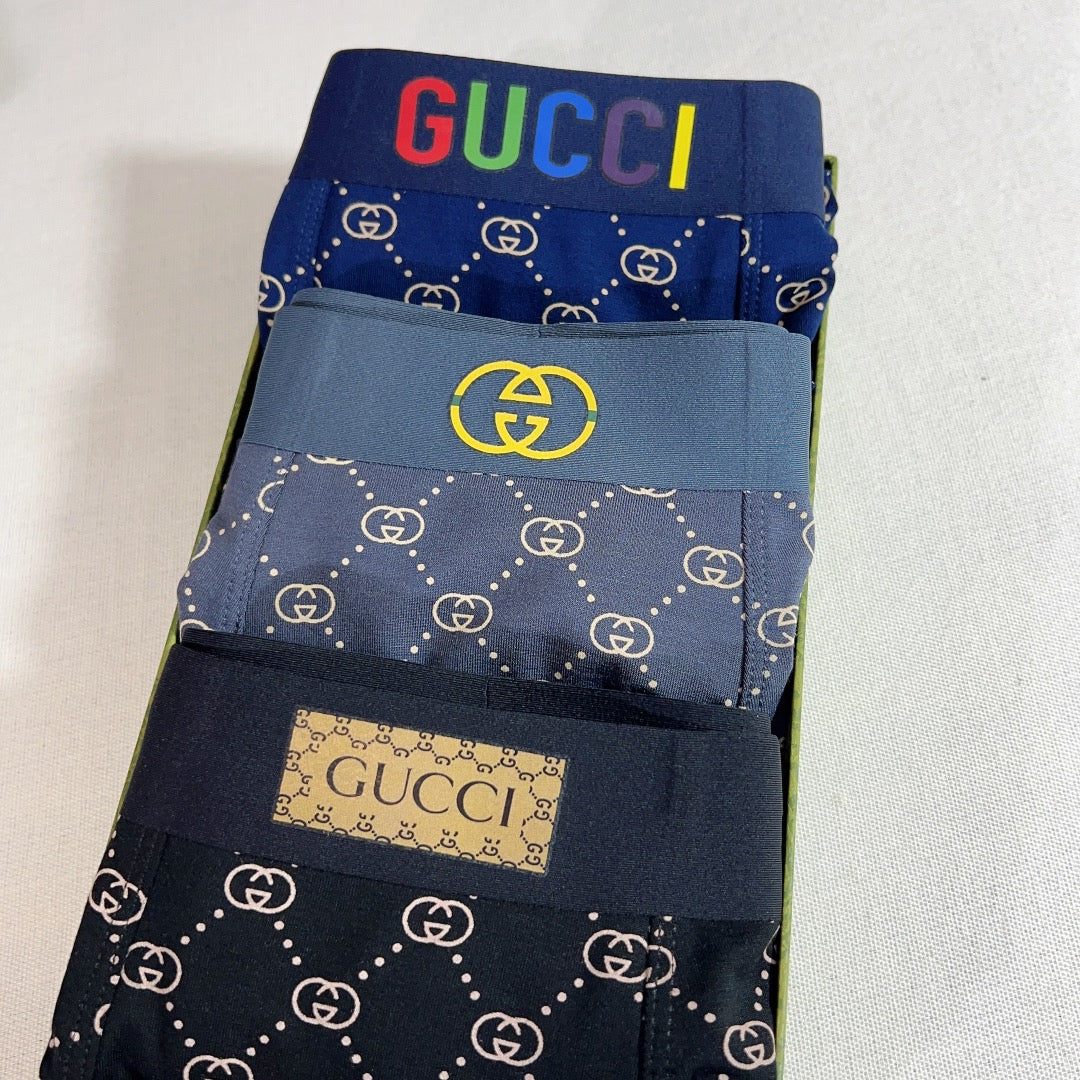 Gucci Navy Checkerboard Waist Letters Boxer Briefs, image 2