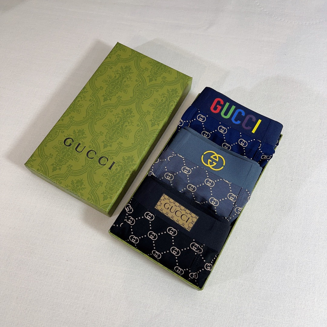 Gucci Navy Checkerboard Waist Letters Boxer Briefs, image 3