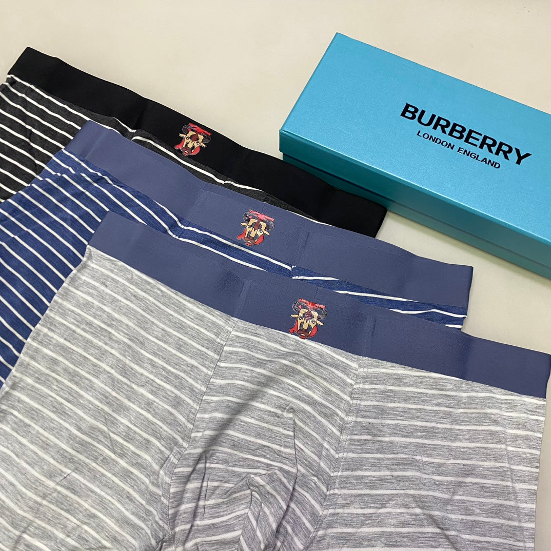 Burberry Blue Grey Fine Horizontal Stripes Boxer Briefs, image 6