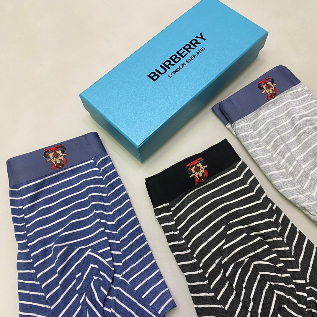 Burberry Blue Grey Fine Horizontal Stripes Boxer Briefs, image 5