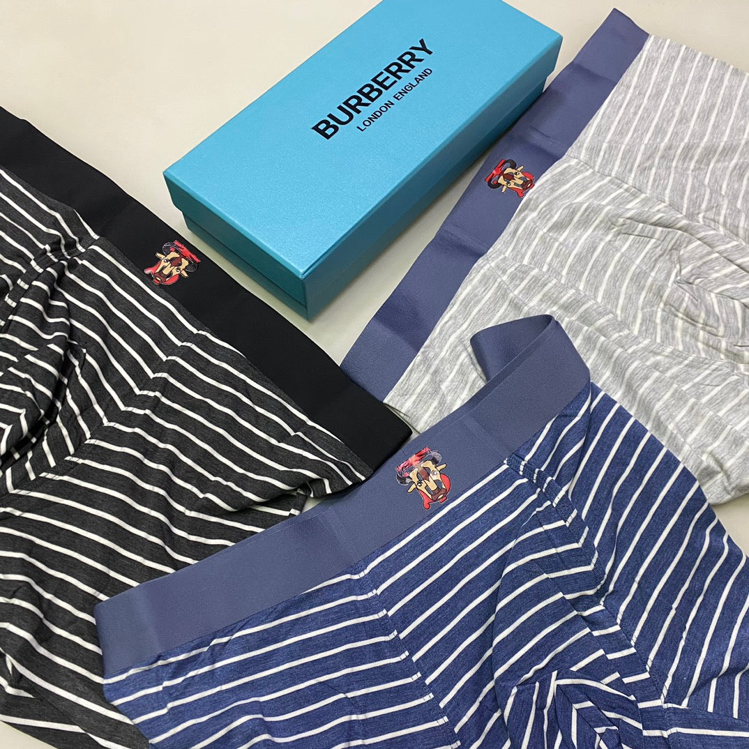 Burberry Blue Grey Fine Horizontal Stripes Boxer Briefs, image 9