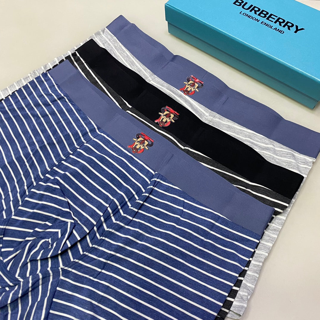 Burberry Blue Grey Fine Horizontal Stripes Boxer Briefs, image 3
