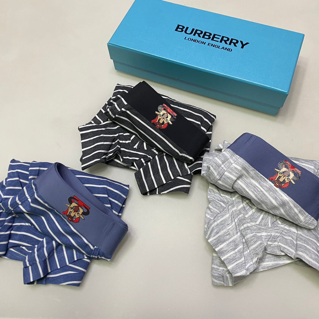 Burberry Blue Grey Fine Horizontal Stripes Boxer Briefs, image 2