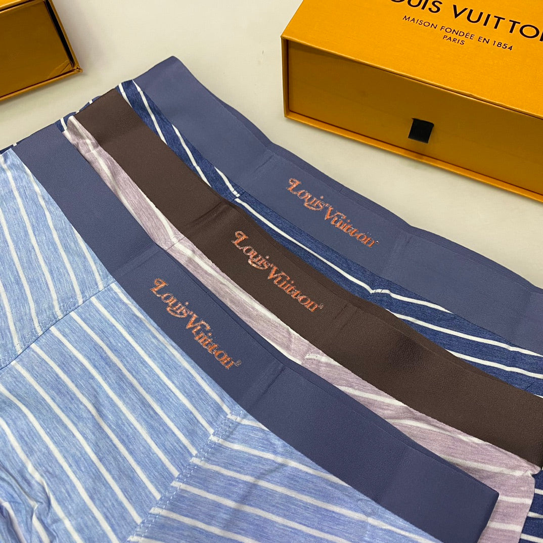 Louis Vuitton Fine Blue Grey Horizontal Stripes Boxer Briefs, image 4