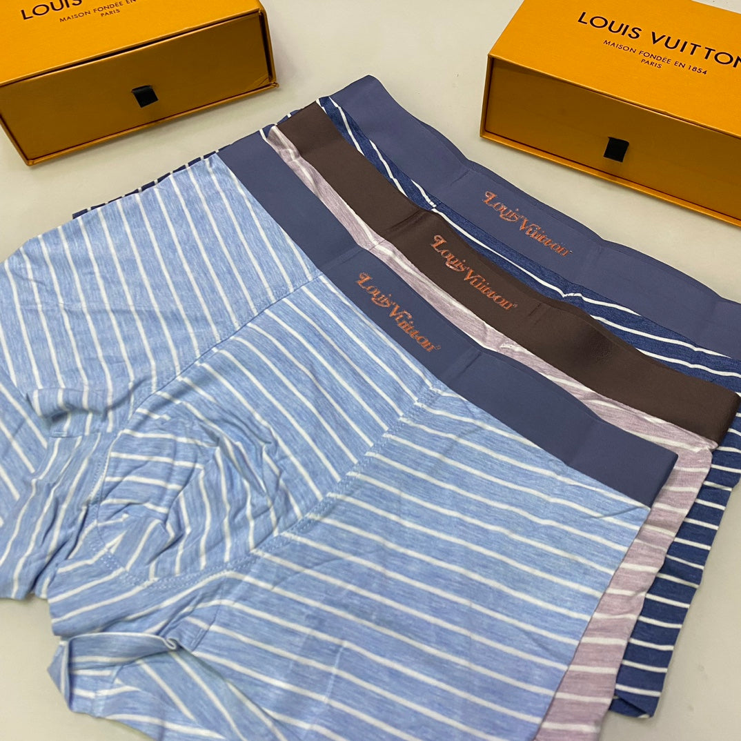 Louis Vuitton Fine Blue Grey Horizontal Stripes Boxer Briefs, image 2