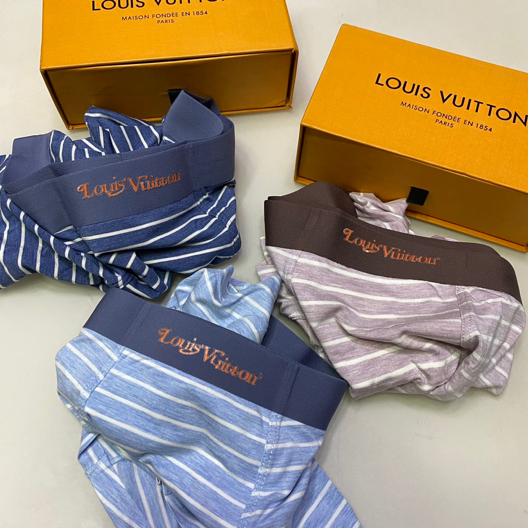 Louis Vuitton Fine Blue Grey Horizontal Stripes Boxer Briefs, image 3