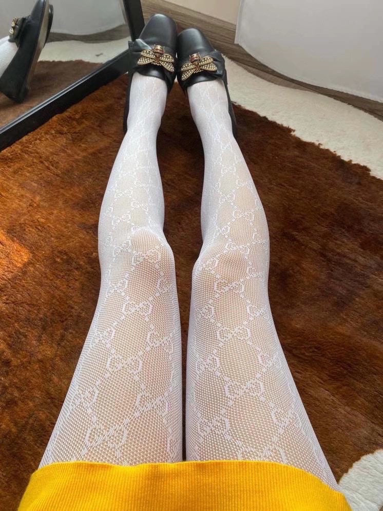 Gucci Grey Sheer Allover Pattern Patterned Hosiery, image 7