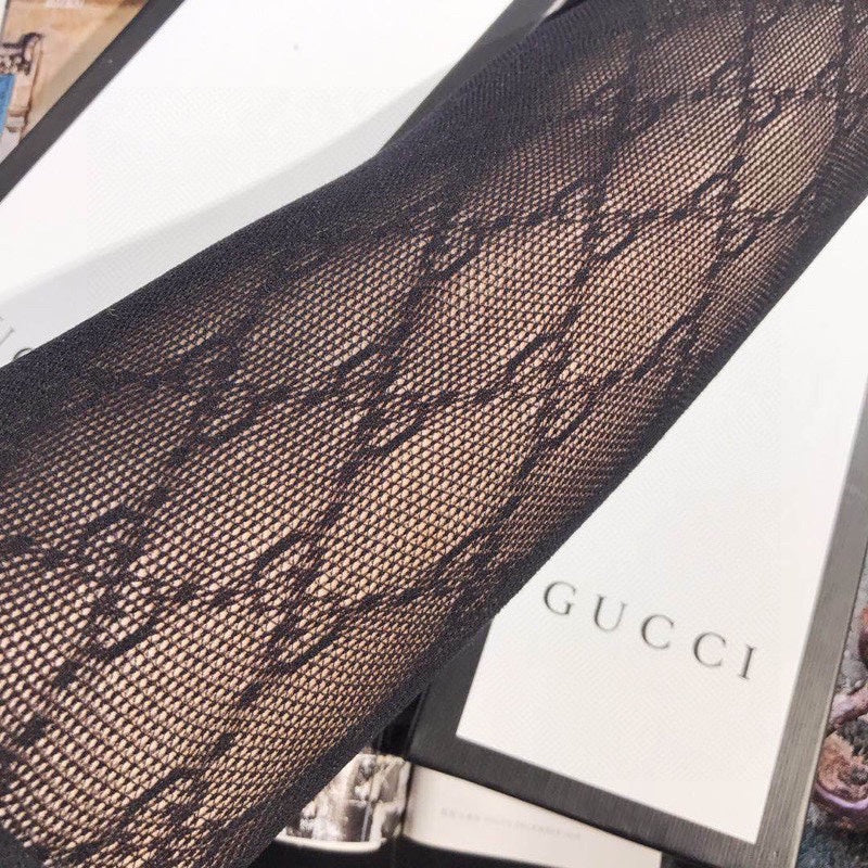 Gucci Black Sheer Pattern Legwear Patterned Tights, image 2