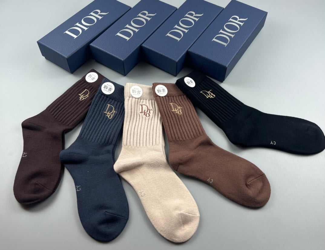 Dior Brown Black Cream Small Cuff Motifs Crew Socks, image 4