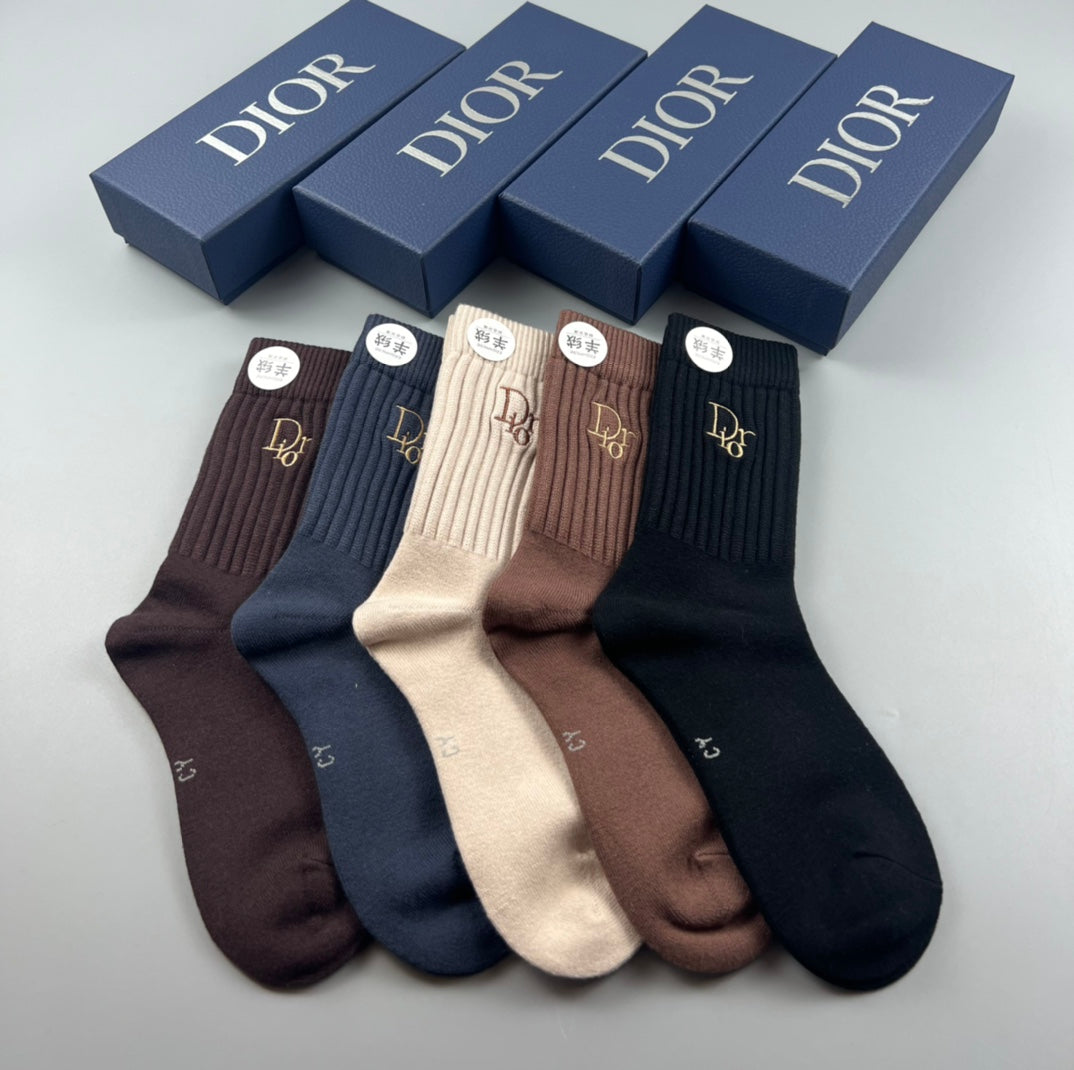 Dior Brown Black Cream Small Cuff Motifs Crew Socks, image 8