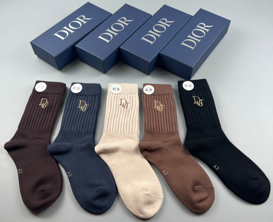 Dior Brown Black Cream Small Cuff Motifs Crew Socks, image 3