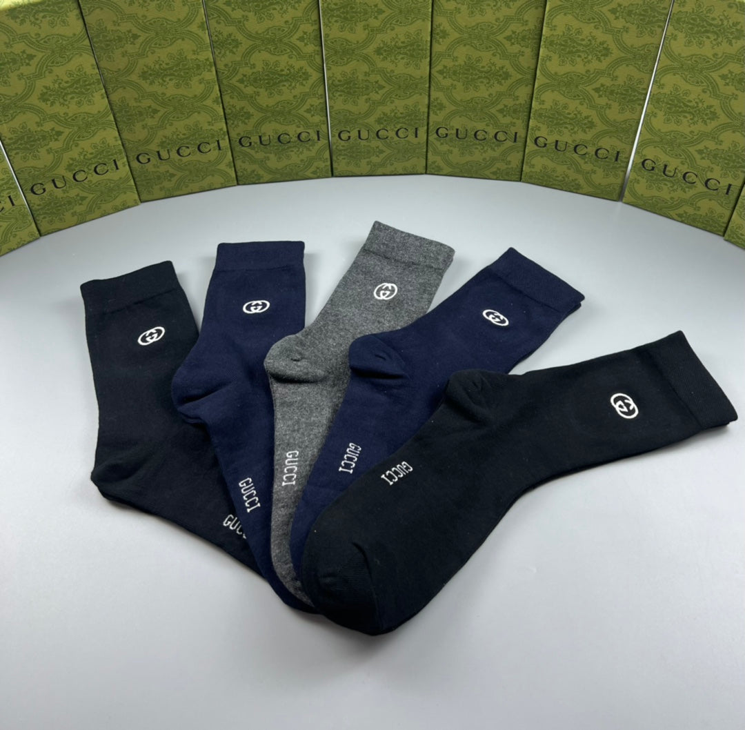 Gucci Navy Grey Plain Rib Mix Crew Socks, image 3
