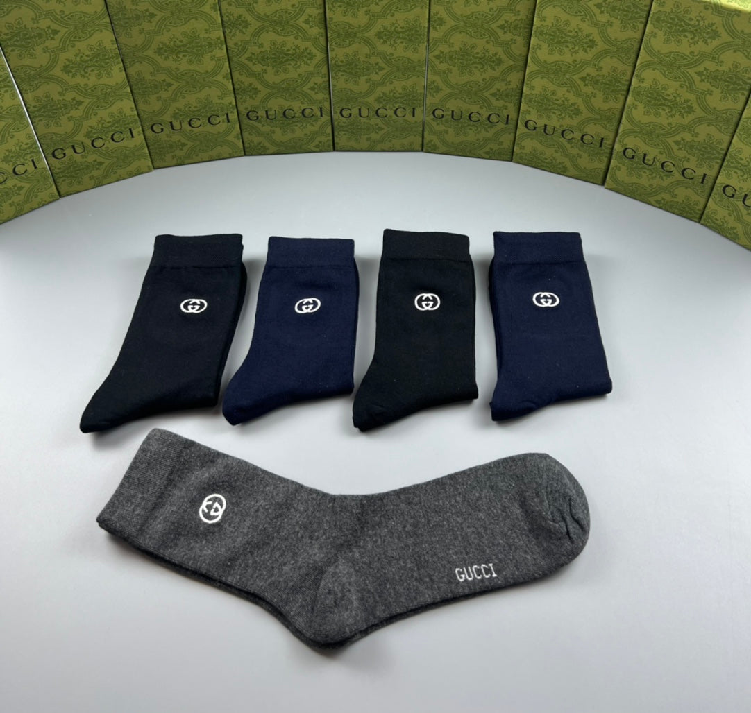 Gucci Navy Grey Plain Rib Mix Crew Socks, image 5