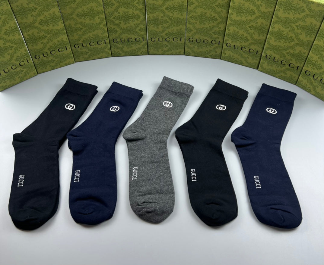 Gucci Navy Grey Plain Rib Mix Crew Socks, image 6