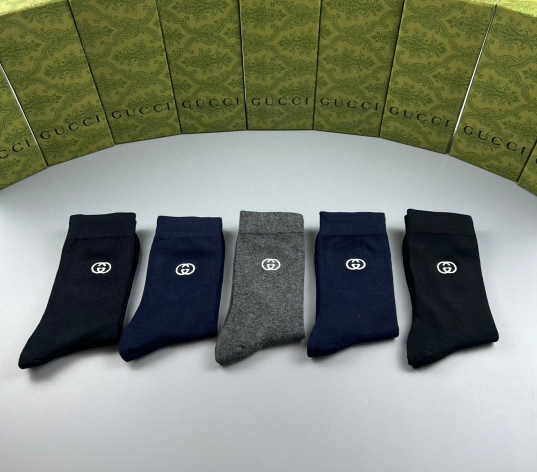 Gucci Navy Grey Plain Rib Mix Crew Socks, image 4