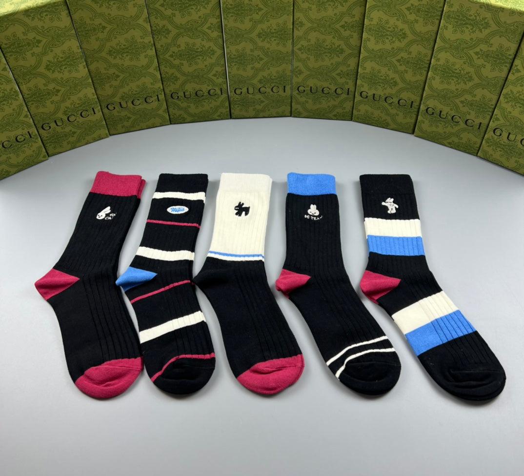 Gucci Dark Multicolour Bold Stripes Crew Socks, image 1