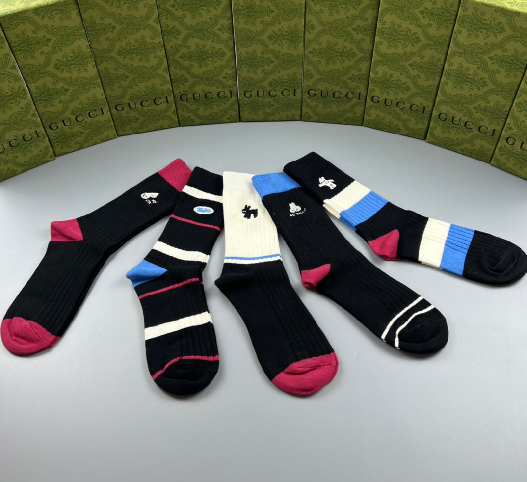 Gucci Dark Multicolour Bold Stripes Crew Socks, image 2