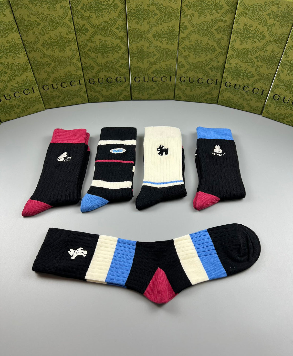 Gucci Dark Multicolour Bold Stripes Crew Socks, image 3