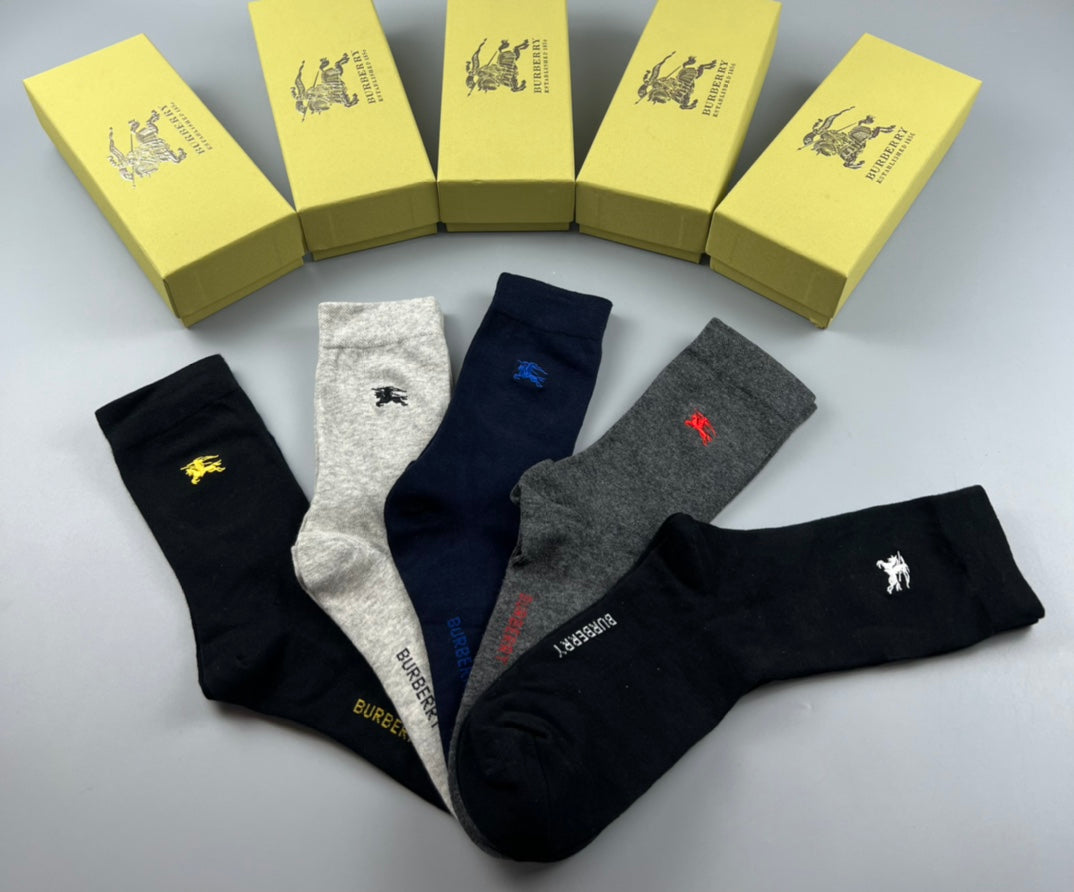 Burberry Black Grey Navy White Rib Mix Ankle Socks, image 3