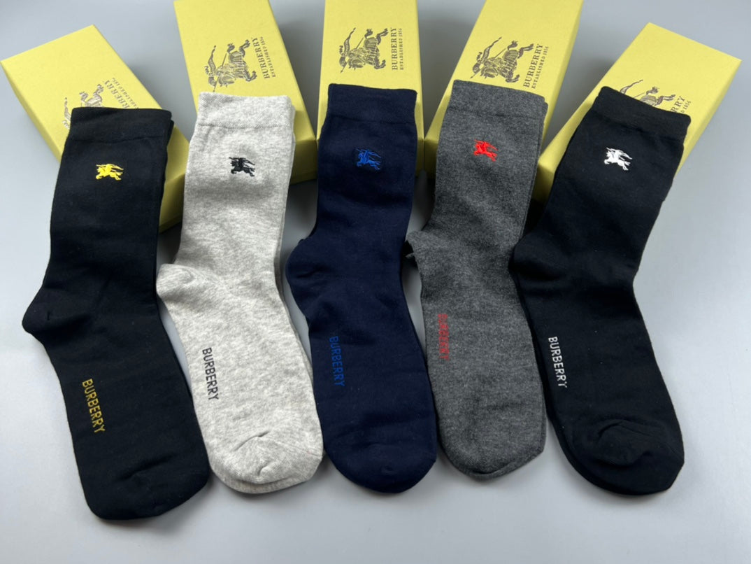 Burberry Black Grey Navy White Rib Mix Ankle Socks, image 4