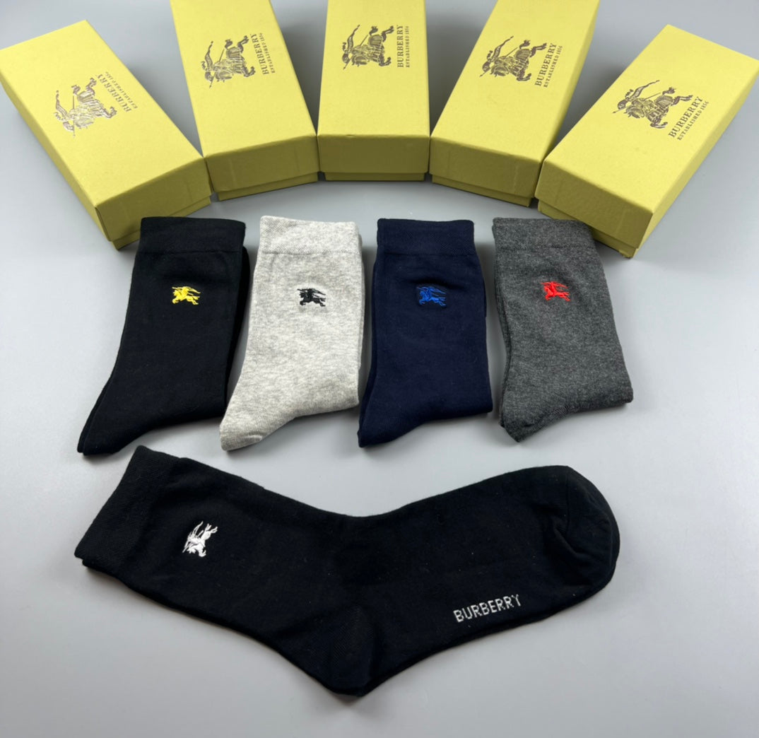 Burberry Black Grey Navy White Rib Mix Ankle Socks, image 6