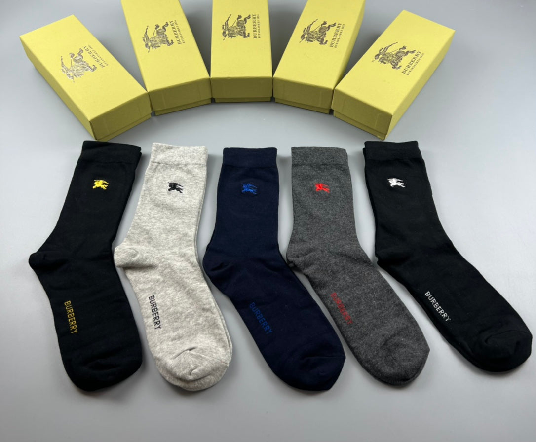 Burberry Black Grey Navy White Rib Mix Ankle Socks, image 1