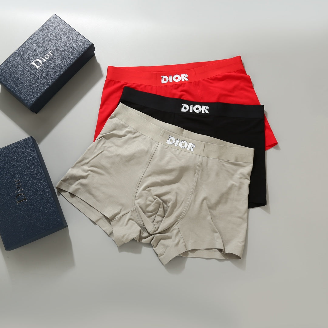 Dior Red Cream Black Small Waist Text Boxer Briefs, image 2