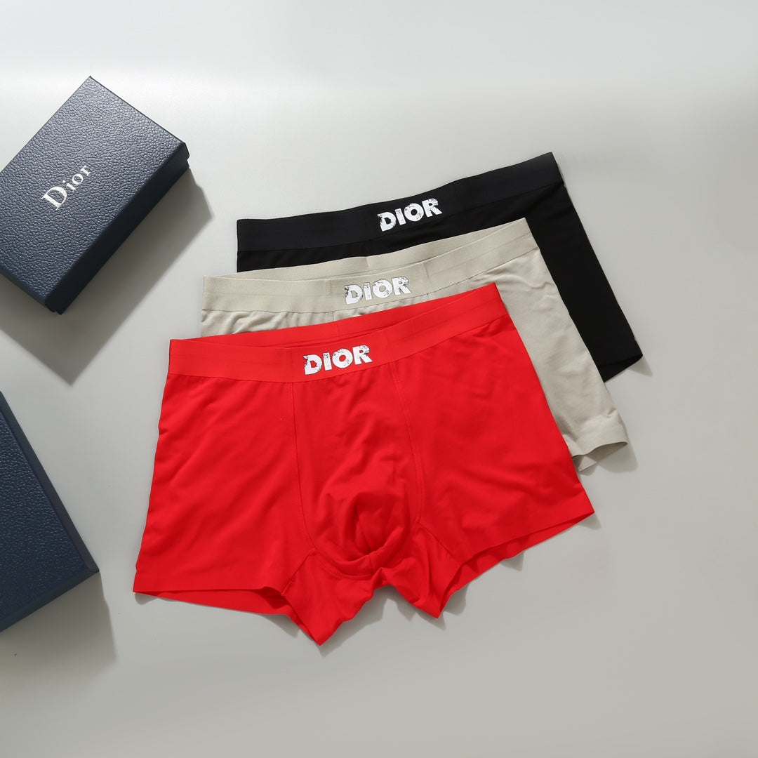 Dior Red Cream Black Small Waist Text Boxer Briefs, image 1