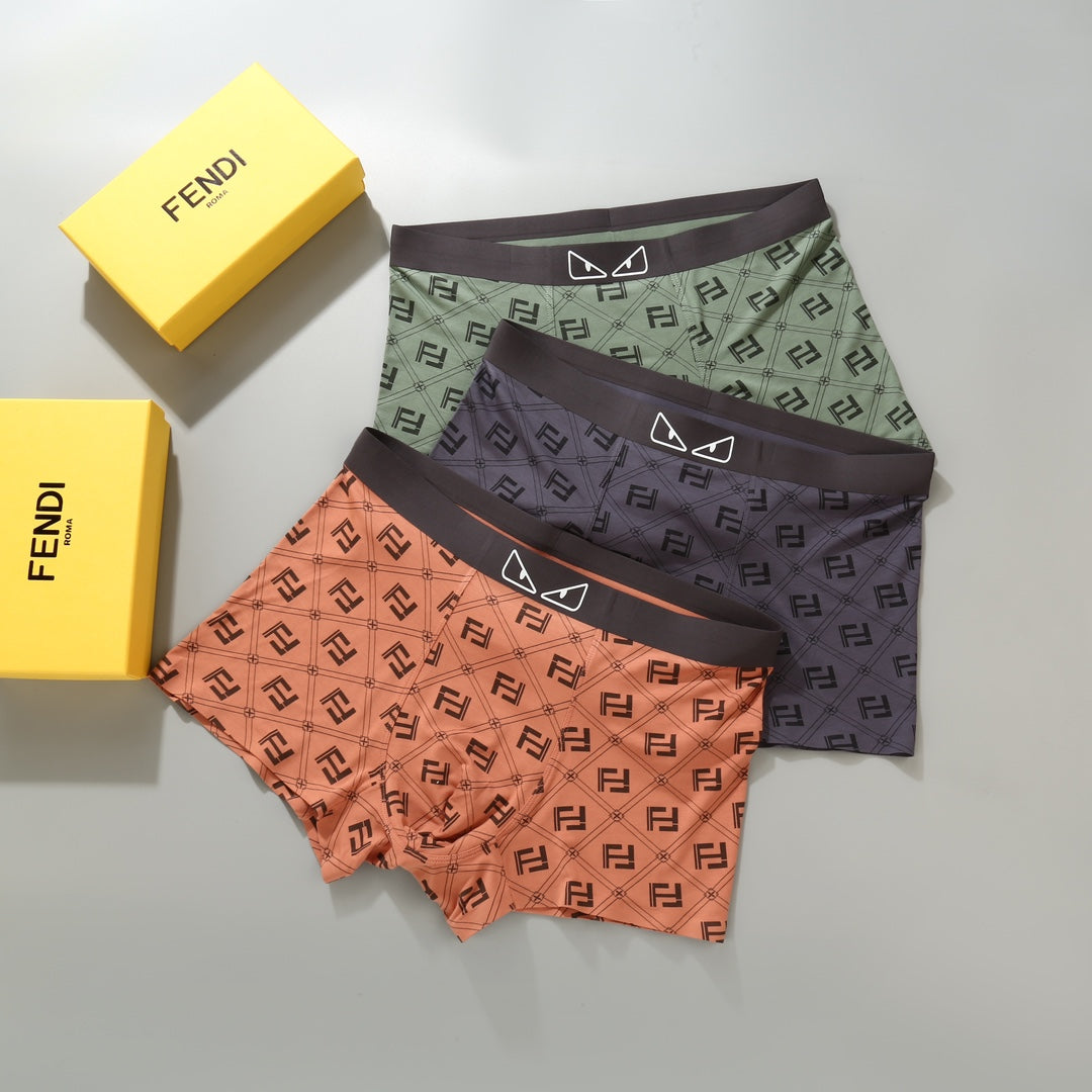 Fendi Orange Dark Grey Eye Waist Print Boxer Briefs, image 3