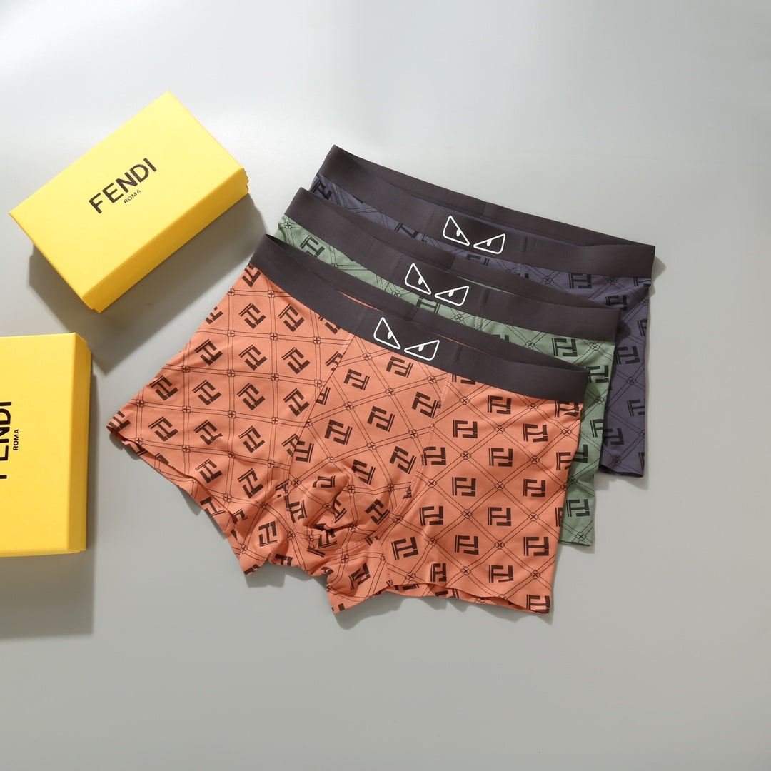 Fendi Orange Dark Grey Eye Waist Print Boxer Briefs, image 1