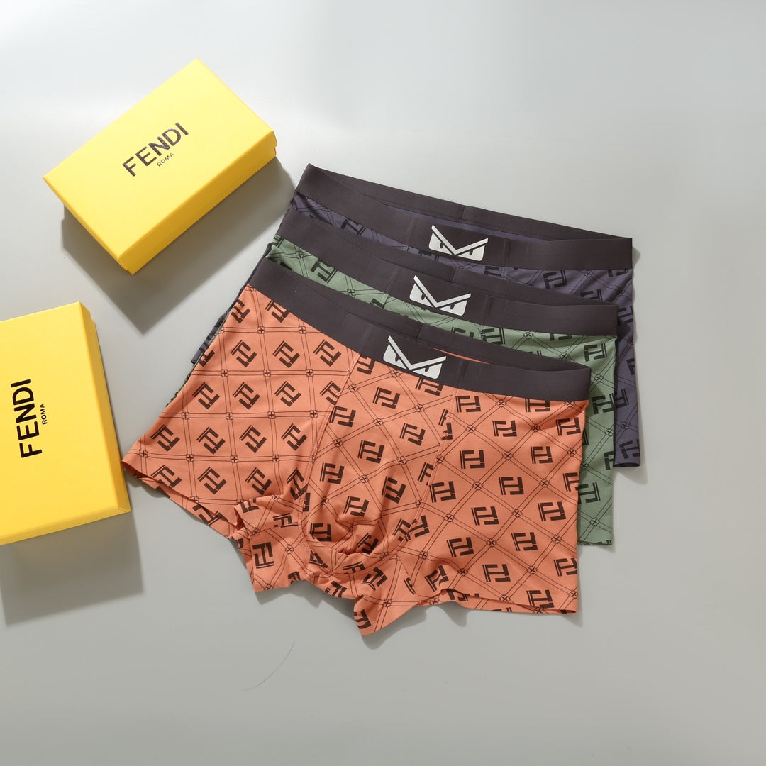 Fendi Orange Dark Grey Dense Monogram Boxer Briefs, image 1