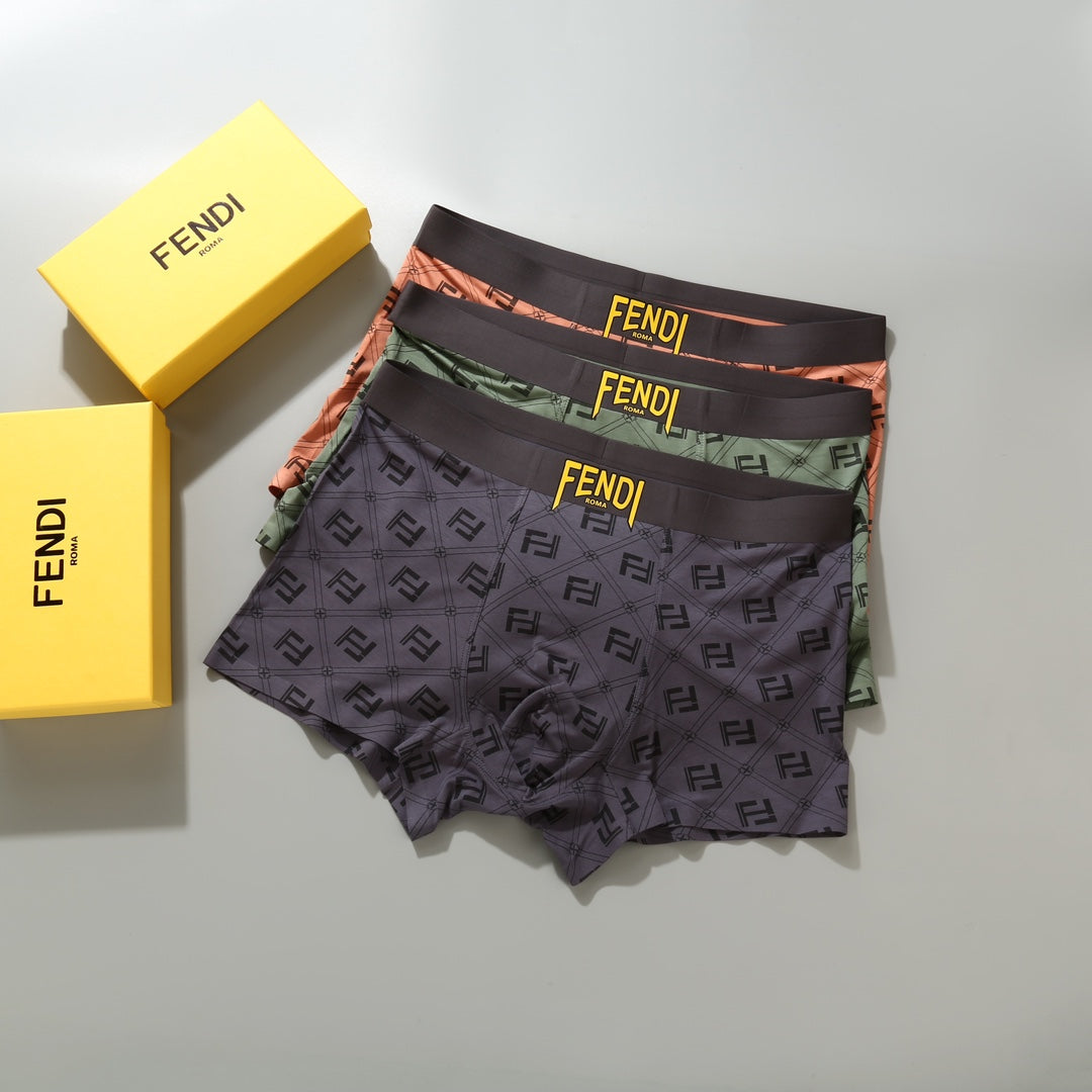 Fendi Green Grey Pink Dense Letter Pattern Boxer Briefs, image 2
