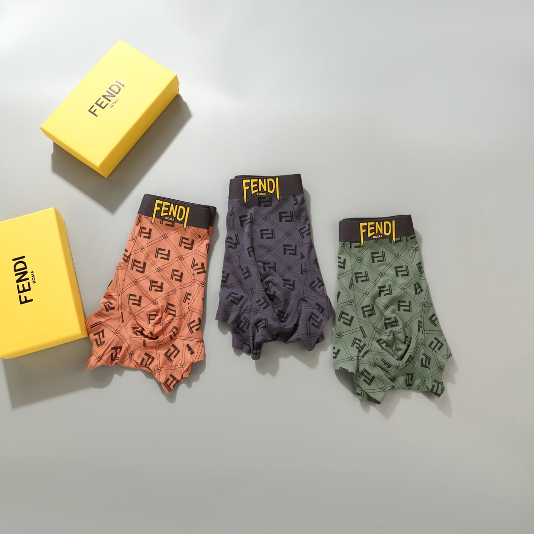 Fendi Green Grey Pink Dense Letter Pattern Boxer Briefs, image 6