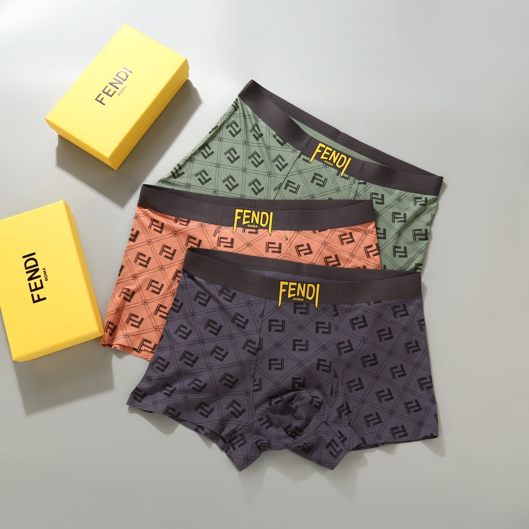 Fendi Green Grey Pink Dense Letter Pattern Boxer Briefs, image 4