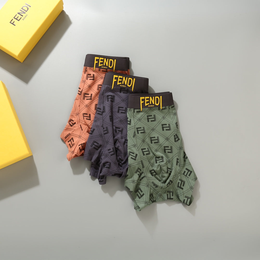 Fendi Green Grey Pink Dense Letter Pattern Boxer Briefs, image 5