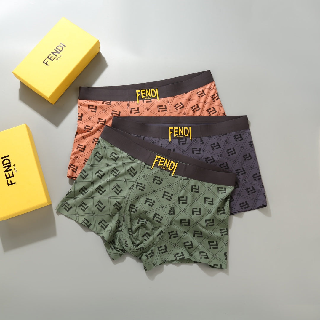 Fendi Green Grey Pink Dense Letter Pattern Boxer Briefs, image 3