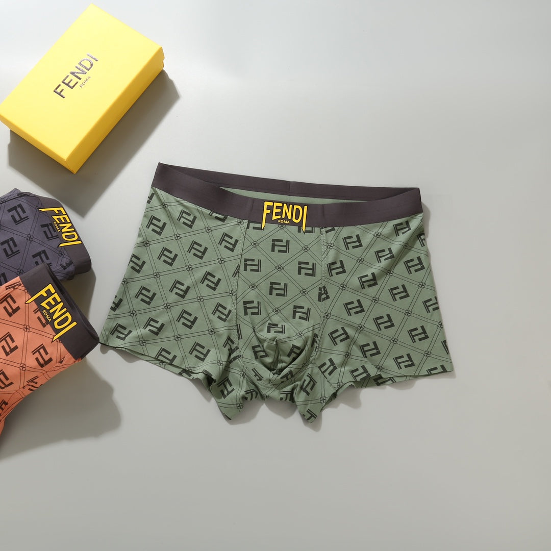 Fendi Green Grey Pink Dense Letter Pattern Boxer Briefs, image 7
