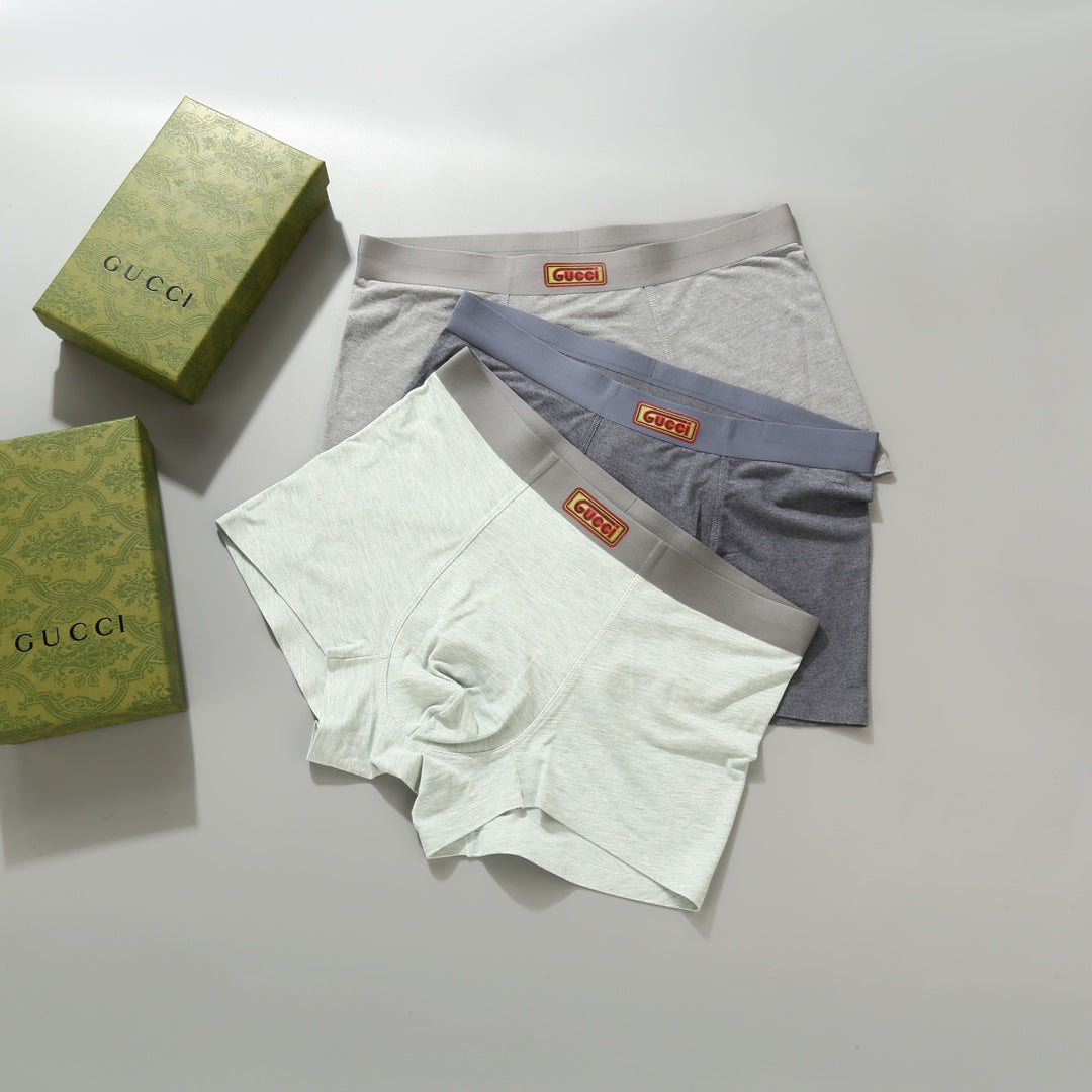 Gucci Grey White Small Double Letter Waist Boxer Briefs, image 4