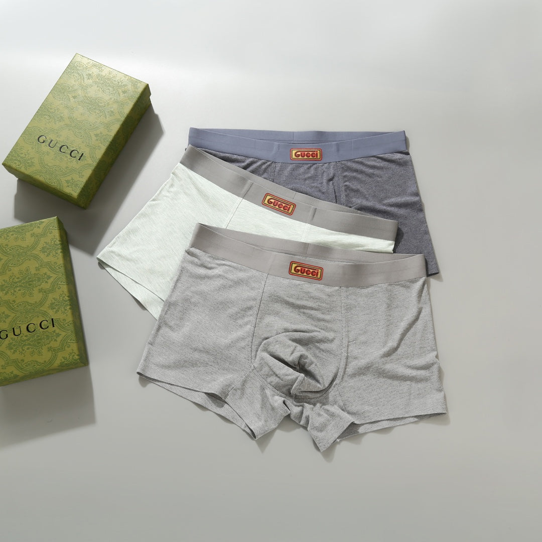 Gucci Grey White Small Double Letter Waist Boxer Briefs, image 3