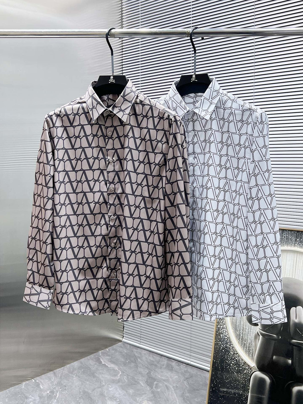 Valentino Long-Sleeve Shirt with Repeating V Pattern, product gallery image 9