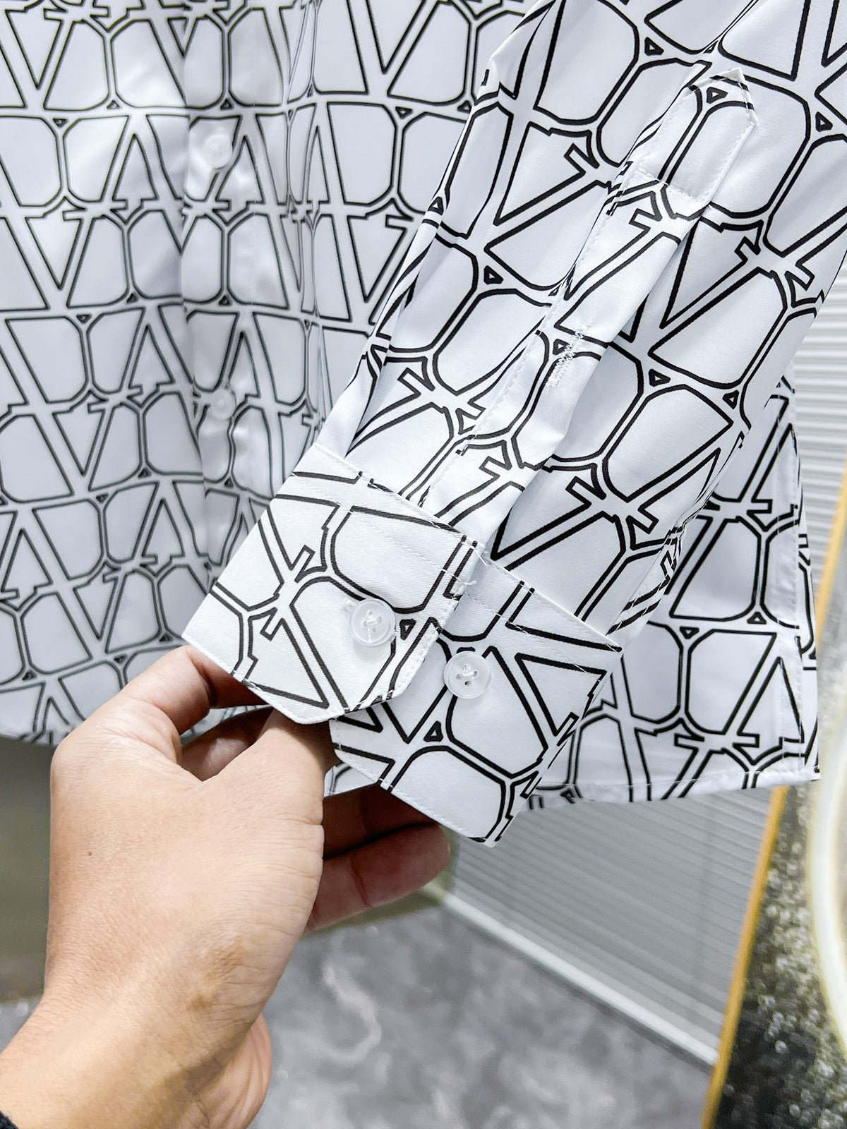 Valentino Long-Sleeve Shirt with Repeating V Pattern, product gallery image 8