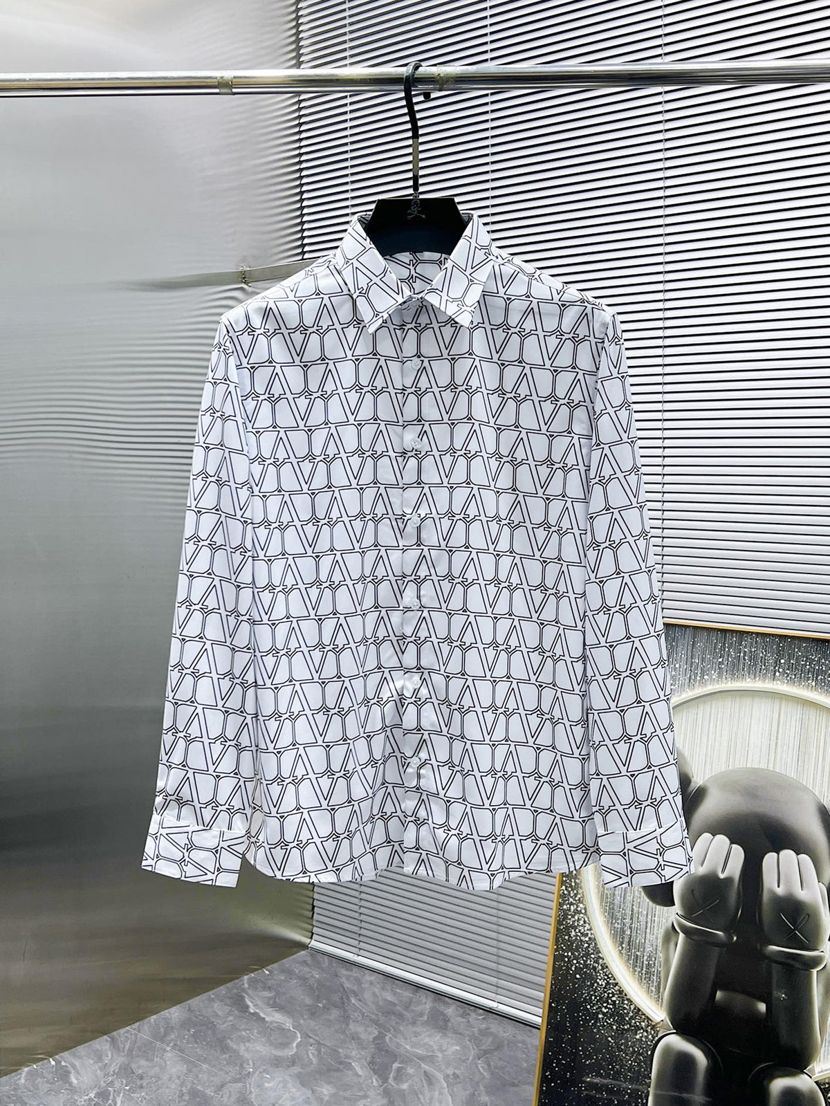 Valentino Long-Sleeve Shirt with Repeating V Pattern, product gallery image 2