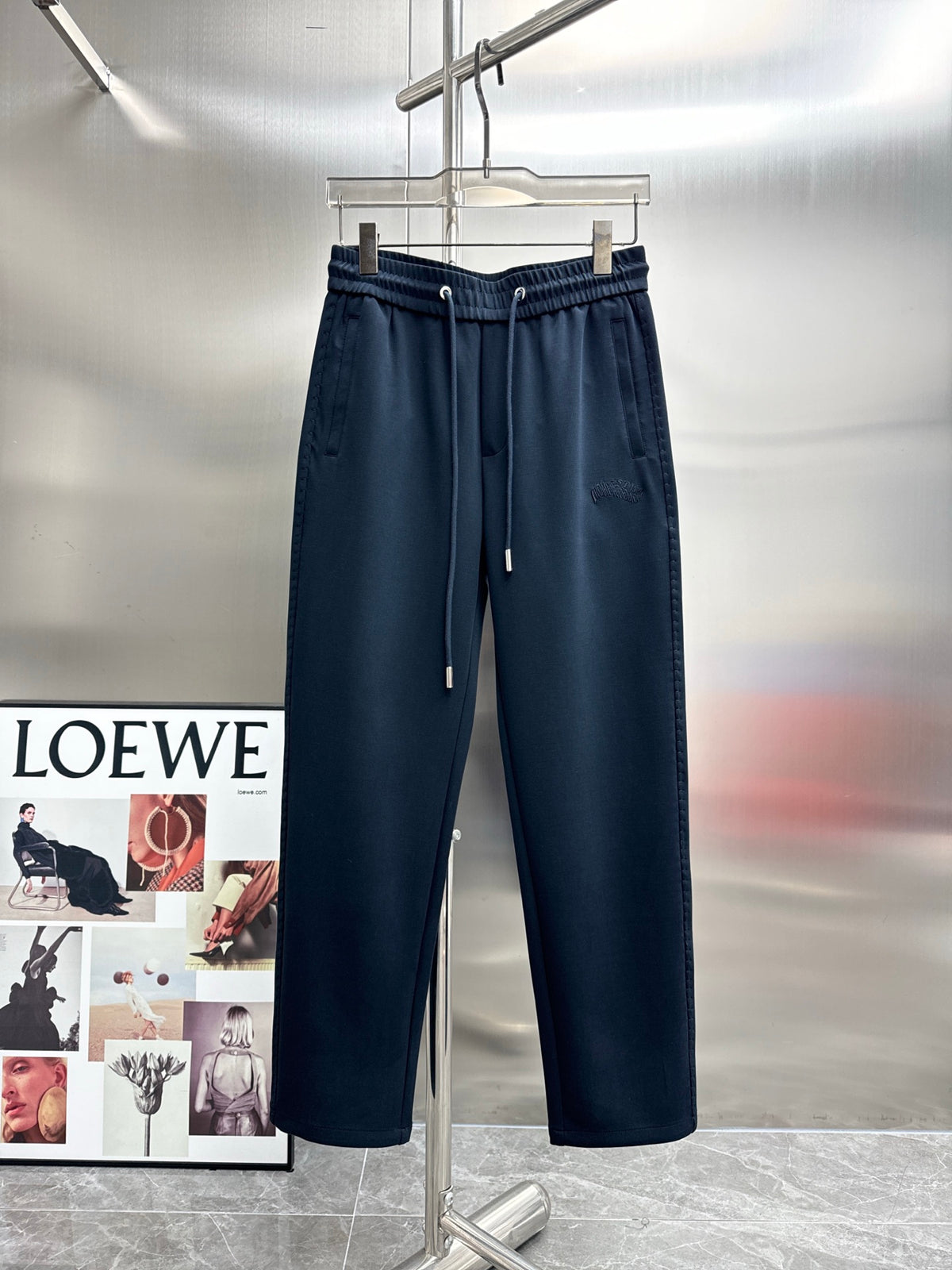 Valentino Casual Trousers with Small Motif, Navy, product gallery image 1