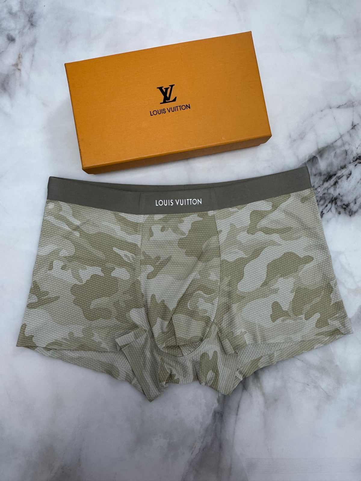 Louis Vuitton Beige Grey Camouflage Print Boxer Briefs, image 1