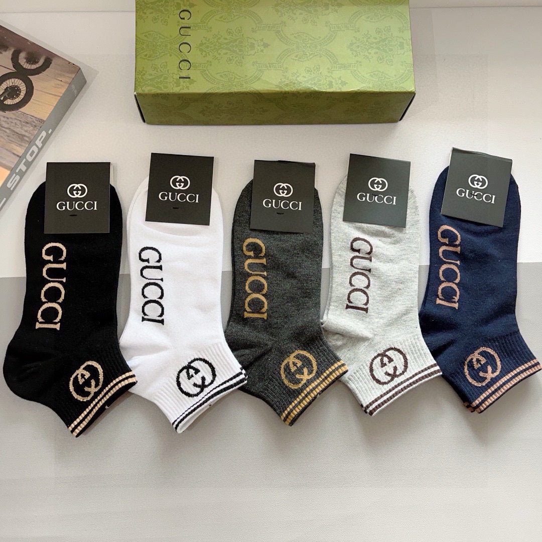 Gucci Neutral Bold Vertical Wordmarks Crew Socks, image 4