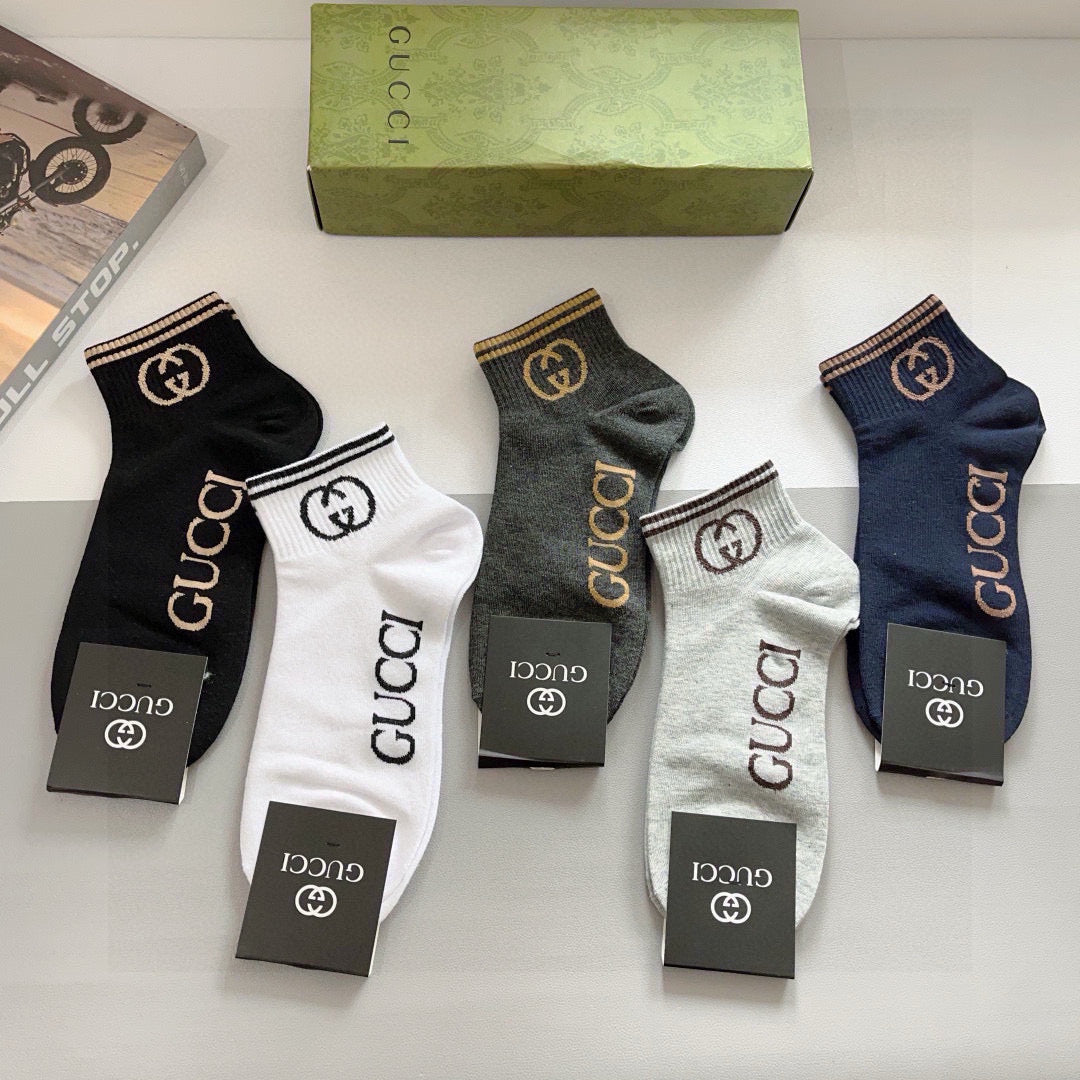 Gucci Neutral Bold Vertical Wordmarks Crew Socks, image 9