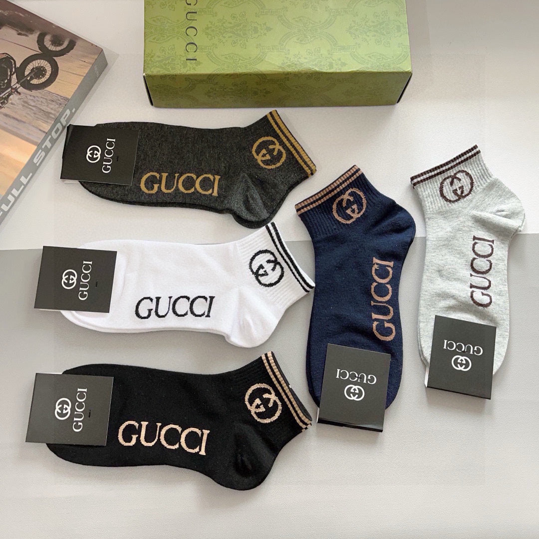 Gucci Neutral Bold Vertical Wordmarks Crew Socks, image 7