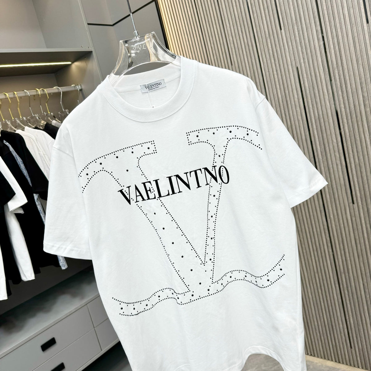 Valentino Outline Emblem T-Shirt with Chest Lettering, product gallery image 12