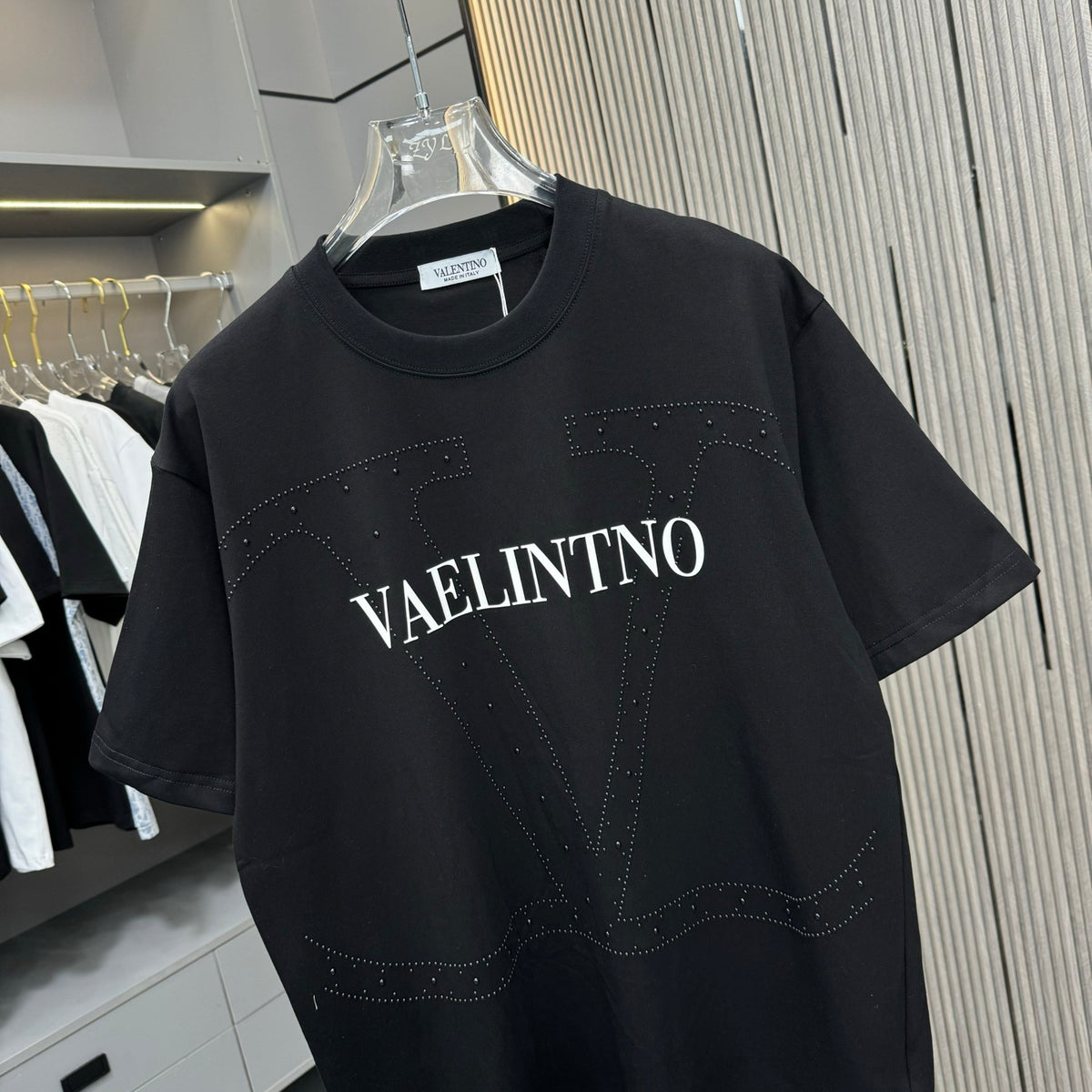 Valentino Outline Emblem T-Shirt with Chest Lettering, product gallery image 3