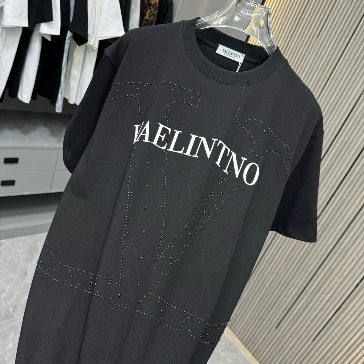 Valentino Outline Emblem T-Shirt with Chest Lettering, product gallery image 9